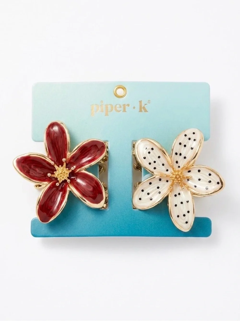 NWT ⚜️🌺⚜️ Piper K Enamel Flower Hair Claw Clip Set of 2
